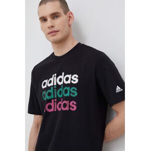 Bavlněné tričko adidas černá barva