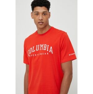 Bavlněné tričko Columbia červená barva