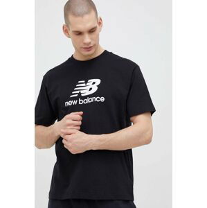 Bavlněné tričko New Balance černá barva, MT31541BK-1BK