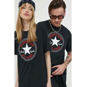 Bavlněné tričko Converse černá barva, s potiskem, 10025459.A01-CONVERSEBL
