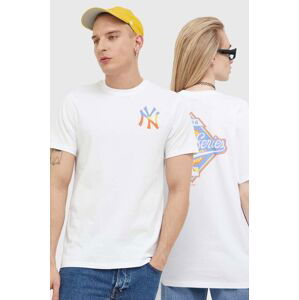 Bavlněné tričko 47brand MLB New York Yankees bílá barva, s potiskem
