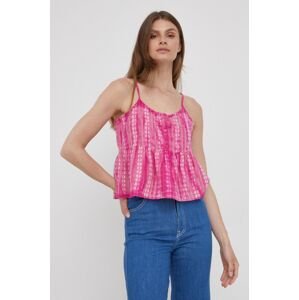 Bavlněná halenka Pepe Jeans Pam dámská, růžová barva, vzorovaná