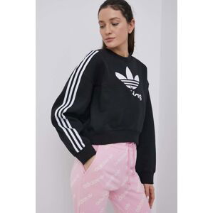 Mikina adidas Originals Adicolor HC4622 dámská, černá barva, s potiskem, HC4622-BLACK