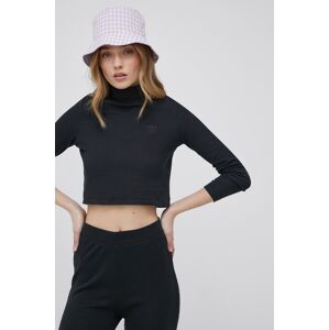 Tričko s dlouhým rukávem adidas Originals Trefoil Moments dámský, černá barva, s golfem, HE6905-BLACK