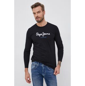 Bavlněné tričko s dlouhým rukávem Pepe Jeans Eggo Long černá barva, hladké