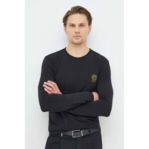 Tričko s dlouhým rukávem Versace černá barva, s potiskem