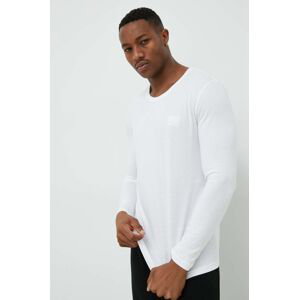 Pyžamové tričko s dlouhým rukávem BOSS bílá barva, s aplikací