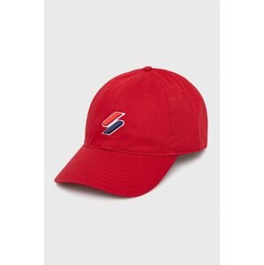 Čepice Superdry červená barva, s aplikací