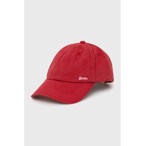 Čepice Superdry červená barva, hladká