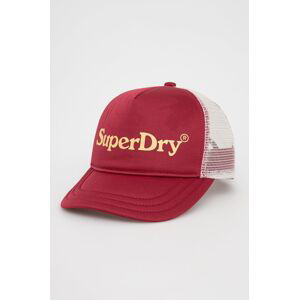Čepice Superdry červená barva, s potiskem
