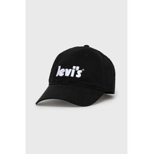 Bavlněná čepice Levi's černá barva, s aplikací