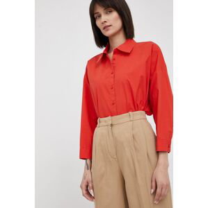 Košile Sisley červená barva, relaxed, s klasickým límcem