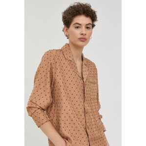 Košile Bruuns Bazaar dámská, béžová barva, regular, s klasickým límcem