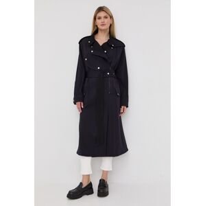Vlněný kabát Victoria Beckham tmavomodrá barva, přechodný, oversize