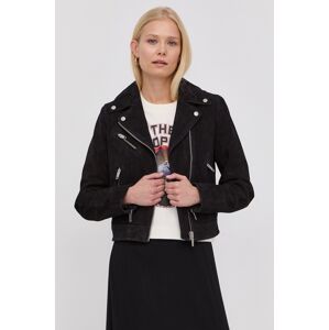 Semišová ramoneska The Kooples dámská, černá barva, přechodná