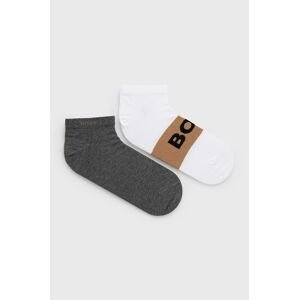 Ponožky BOSS (2-pak) pánské, šedá barva