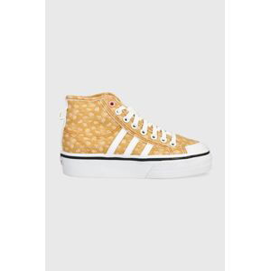 Kecky adidas Originals Disney Nizza GZ1657 dámské, hnědá barva, GZ1657-WHT/LGBR