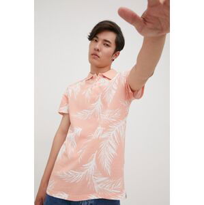 Bavlněné polo tričko Jack & Jones růžová barva