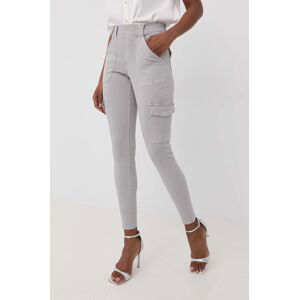 Tvarované kalhoty Spanx Stretch Twill Ankle Cargo šedá barva, high waist