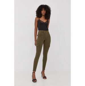 Tvarované kalhoty Spanx Stretch Twill Ankle Cargo zelená barva, high waist