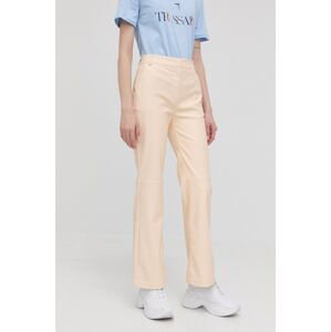 Kalhoty Pinko dámské, béžová barva, jednoduché, high waist