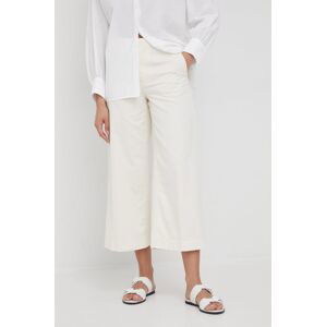 Bavlněné kalhoty Drykorn dámské, béžová barva, široké, medium waist