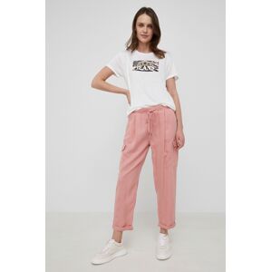 Kalhoty Pepe Jeans Jynx dámské, růžová barva, kapsáče, high waist