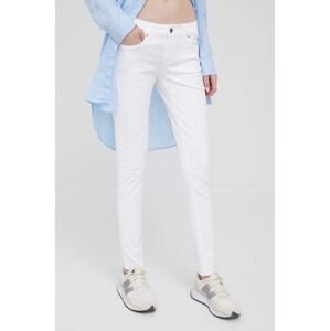 Kalhoty Pepe Jeans Soho dámské, bílá barva, přiléhavé, medium waist