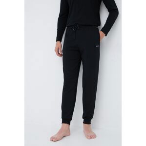 Pyžamové kalhoty BOSS pánské, černá barva, s aplikací