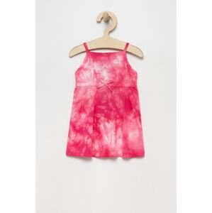 Dětské bavlněné šaty United Colors of Benetton růžová barva, midi