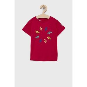 Dětské tričko adidas Originals HE6837 růžová barva, s potiskem