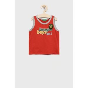 Dětský bavlněný top United Colors of Benetton červená barva, s aplikací