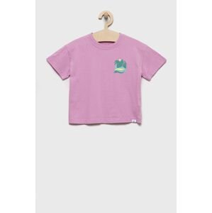 Dětské bavlněné tričko GAP růžová barva, s potiskem