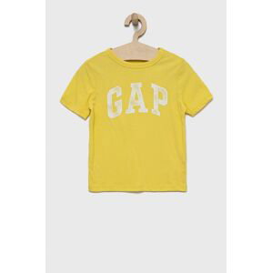 Dětské bavlněné tričko GAP žlutá barva, s potiskem