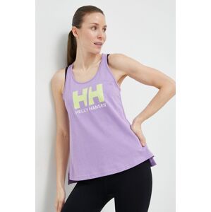 Bavlněný top Helly Hansen fialová barva, 33838-002