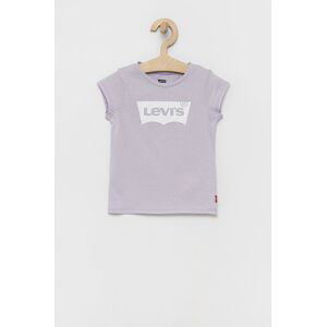 Dětské bavlněné tričko Levi's fialová barva