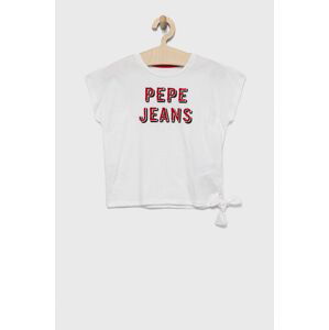 Dětské bavlněné tričko Pepe Jeans bílá barva