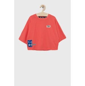 Dětské bavlněné tričko Fila oranžová barva
