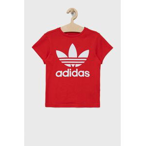 Dětské bavlněné tričko adidas Originals HC9586 červená barva, s potiskem