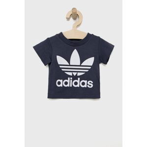 Dětské bavlněné tričko adidas Originals HE2190 tmavomodrá barva, hladký