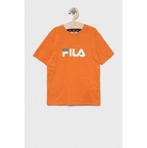 Dětské bavlněné tričko Fila oranžová barva, s potiskem
