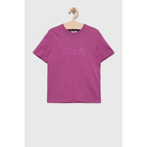 Dětské bavlněné tričko Fila fialová barva, s potiskem