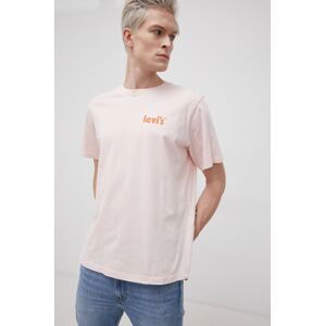 Bavlněné tričko Levi's růžová barva, hladké
