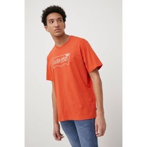 Bavlněné tričko Levi's oranžová barva, s potiskem