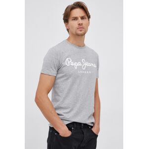 Tričko Pepe Jeans Original Stretch šedá barva, s potiskem