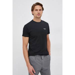 Tričko Pepe Jeans Basic pánské, černá barva, hladké