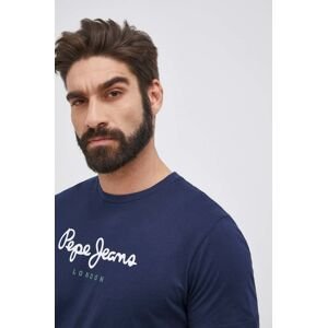 Bavlněné tričko Pepe Jeans Eggo tmavomodrá barva, s potiskem