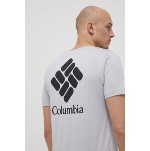 Sportovní tričko Columbia Tech Trail Graphic šedá barva, s potiskem