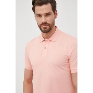 Bavlněné polo tričko BOSS růžová barva, s aplikací