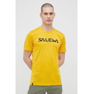 Sportovní tričko Salewa Puez Hybrid 2 žlutá barva, s potiskem